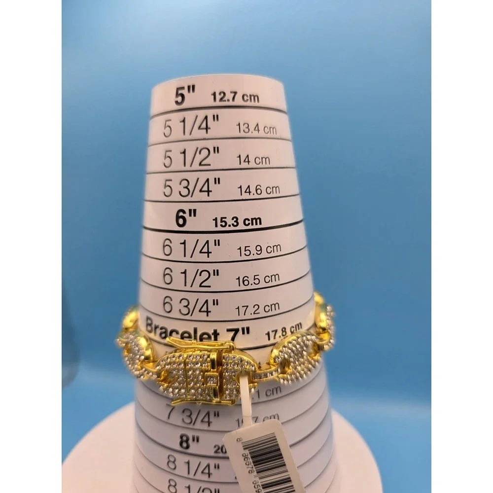 NEW‎ Invicta Elements Men's Iced out Cuban Chain Bracelet, Gold (80844) #0328
